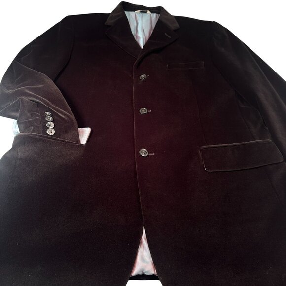 Wilke Rodriguez Single Breasted Mens Blazer 3 Button Velvet Sports Coat Jacket - Picture 6 of 16